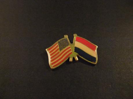 Amerika- Nederland vlag open stuk, goudkleurig